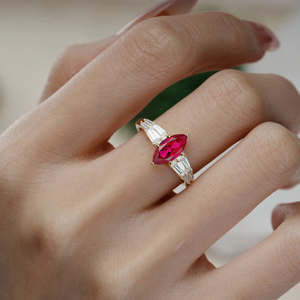 Marquise Cut Ruby Classic 6-Prong Engagement Ring