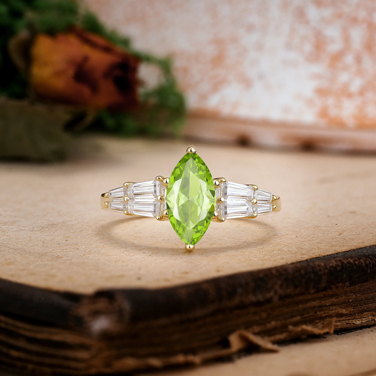Marquise Cut Peridot Classic 6-Prong Engagement Ring