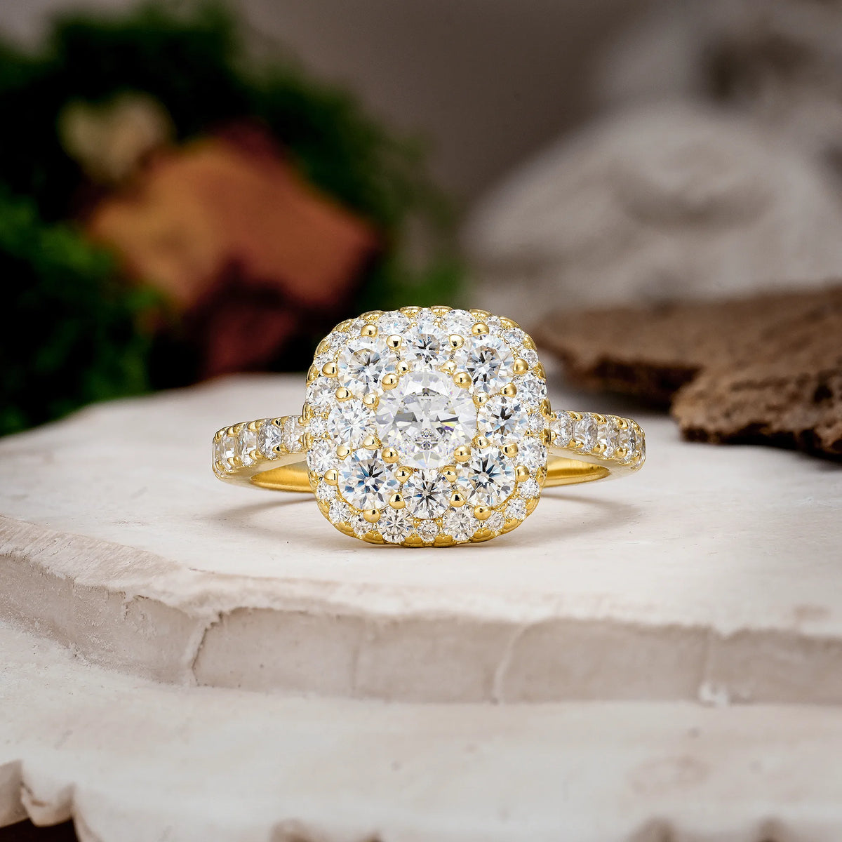 Round Cut Moissanite Luxurious and Unique 4 Prong Engagement Ring