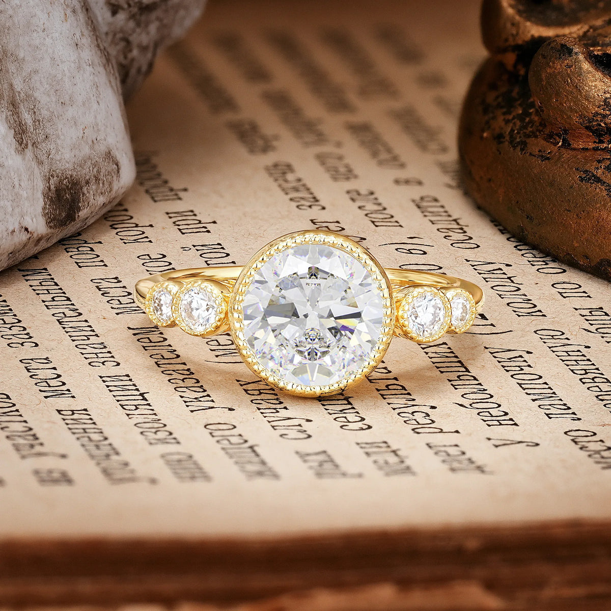 Classic Luxury Inset Round Cut Moissanite Engagement Ring