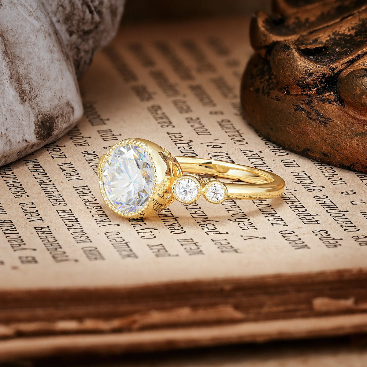 Classic Luxury Inset Round Cut Moissanite Engagement Ring
