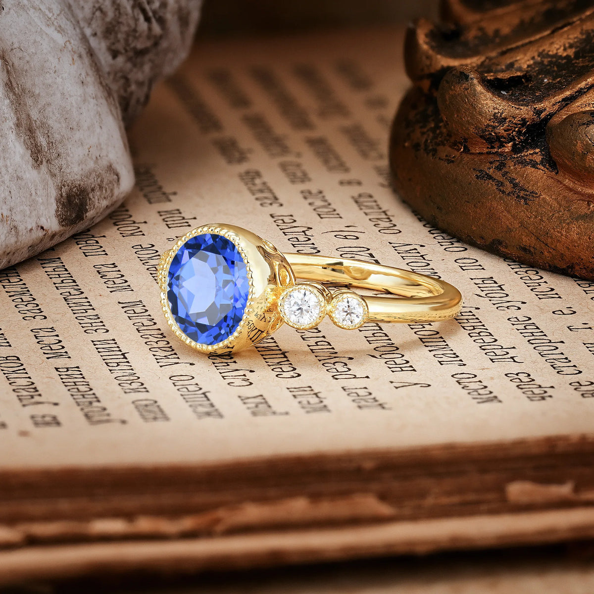 Classic Luxury Inset Round Cut Sapphire Engagement Ring