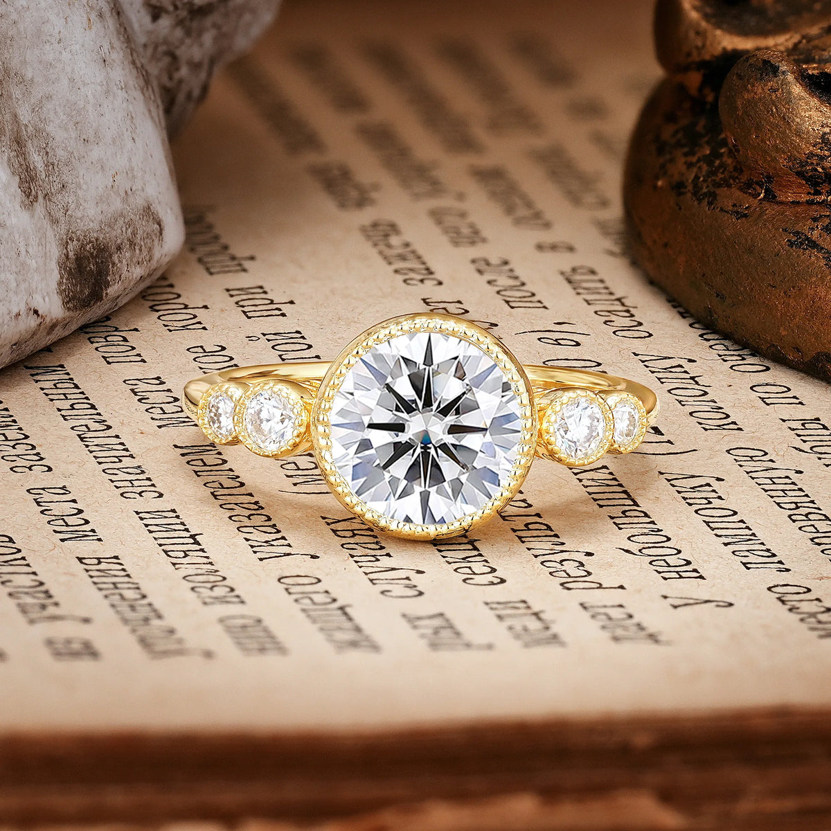 Classic Luxury Inset Round Cut Lab Diamond Engagement Ring