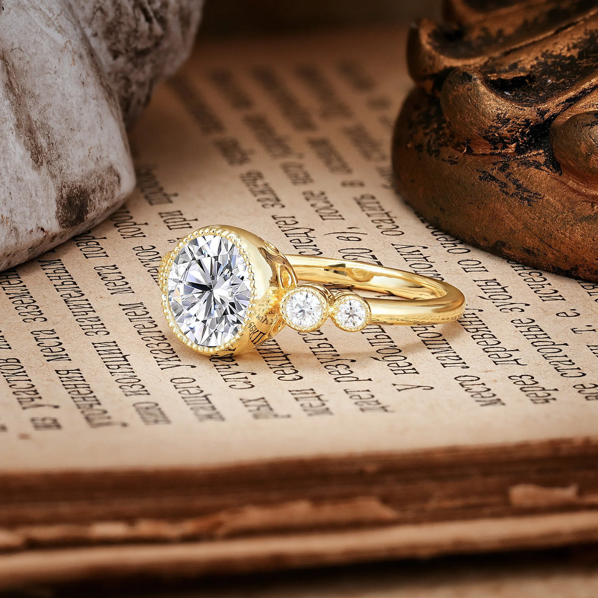 Classic Luxury Inset Round Cut Lab Diamond Engagement Ring