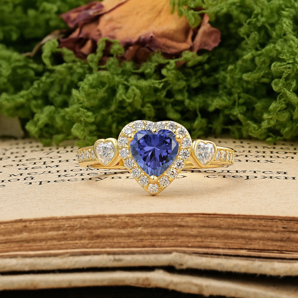 Heart Cut Tanzanite Luxurious 3 Prong Engagement Ring