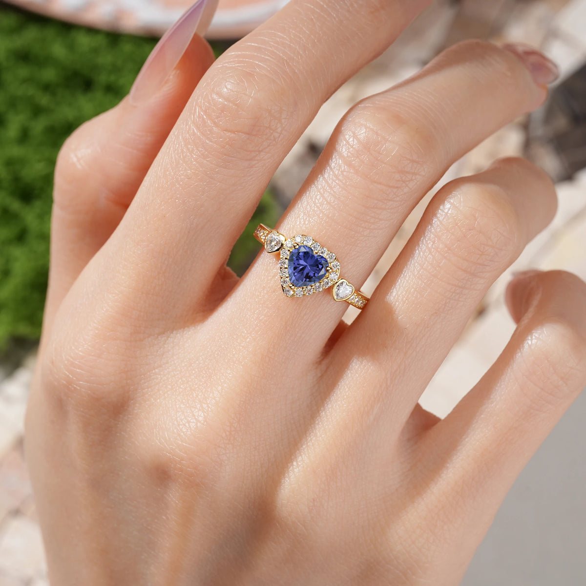 Heart Cut Tanzanite Luxurious 3 Prong Engagement Ring