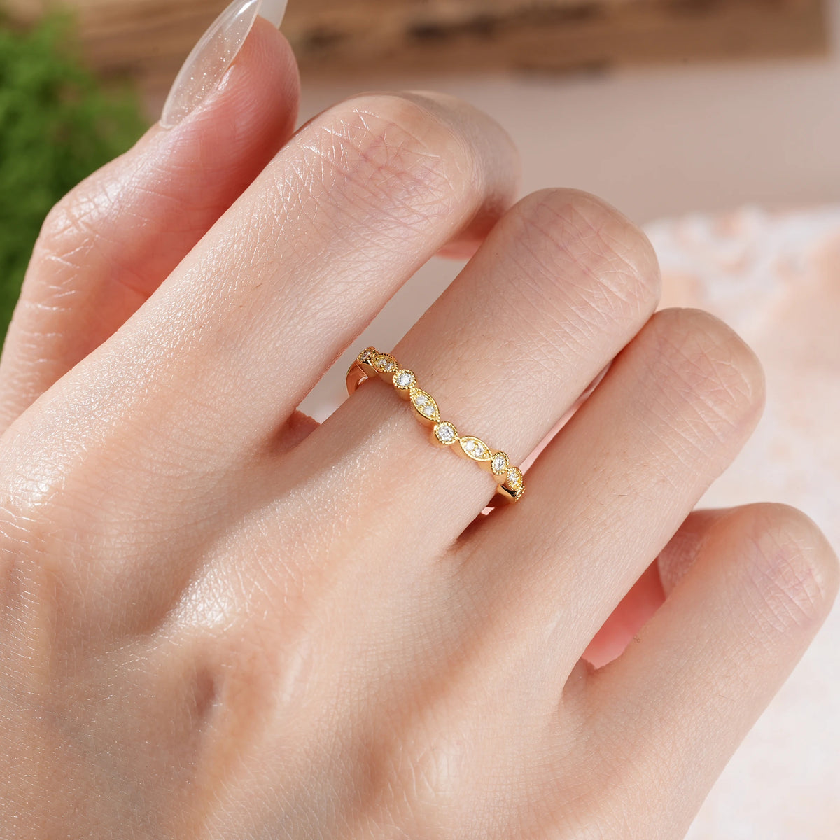 Moissanite Classic Unique Eternity Wedding Ring