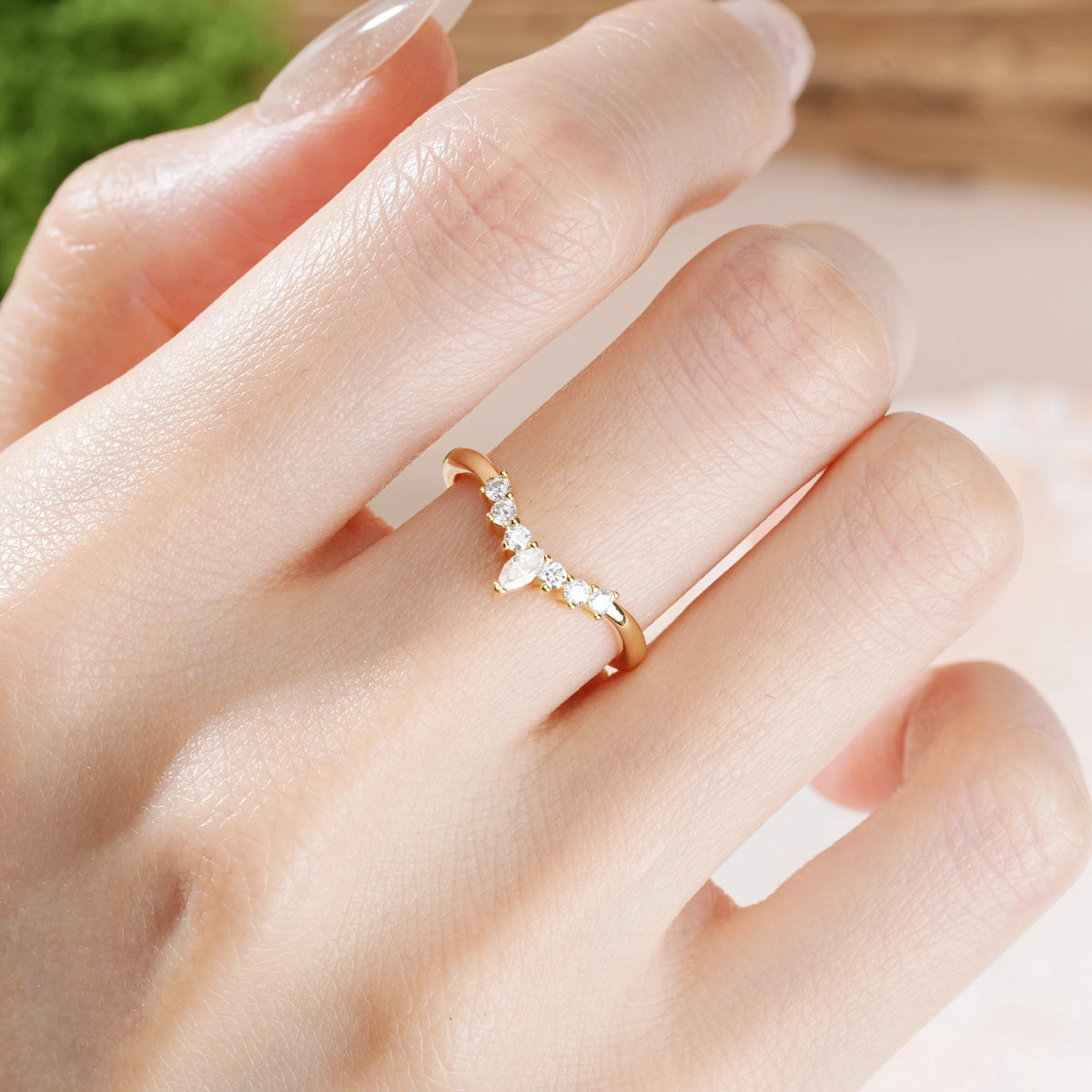 Marquise Cut Moissanite Classic, Minimalist 3-Prong Wedding Ring