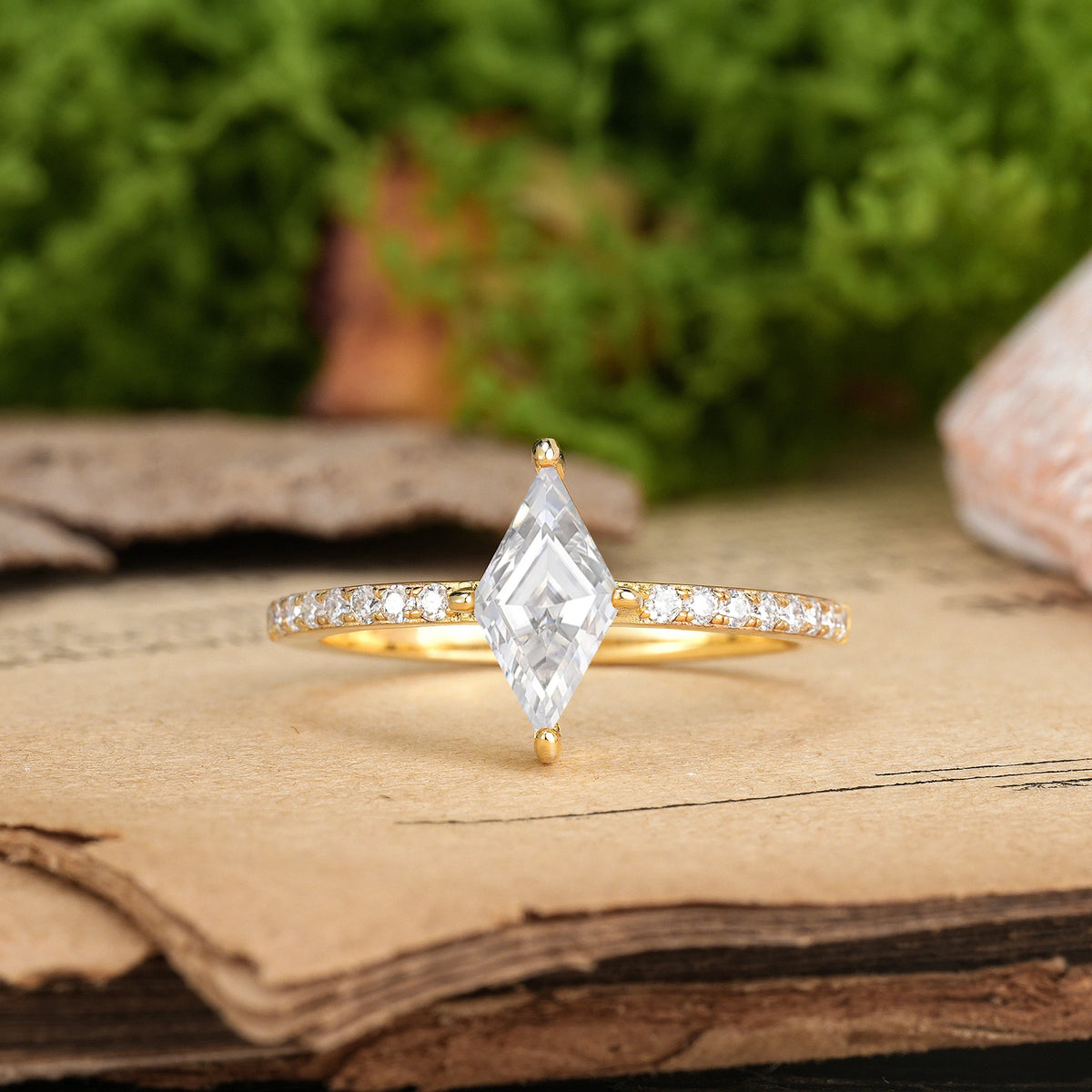 Kite Cut Moissanite Minimalist 4 Prong Promise Ring
