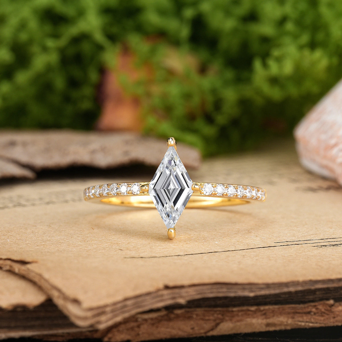 Kite Cut Lab Diamond Minimalist 4 Prong Promise Ring