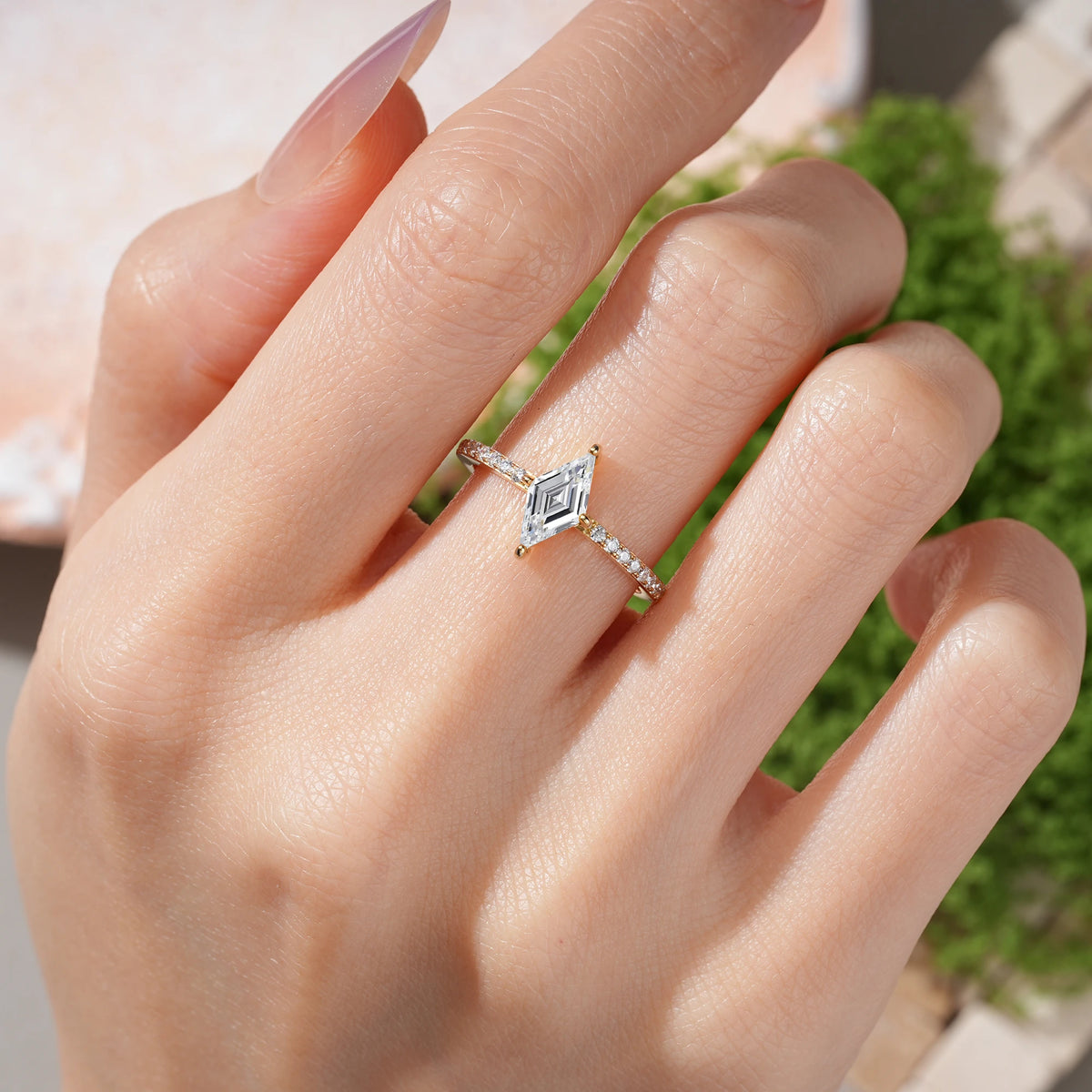 Kite Cut Lab Diamond Minimalist 4 Prong Promise Ring