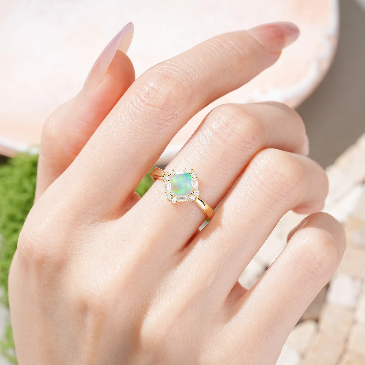 Princess-Cut Fire Opal Classic Luxury 4-Prong Engagement Ring
