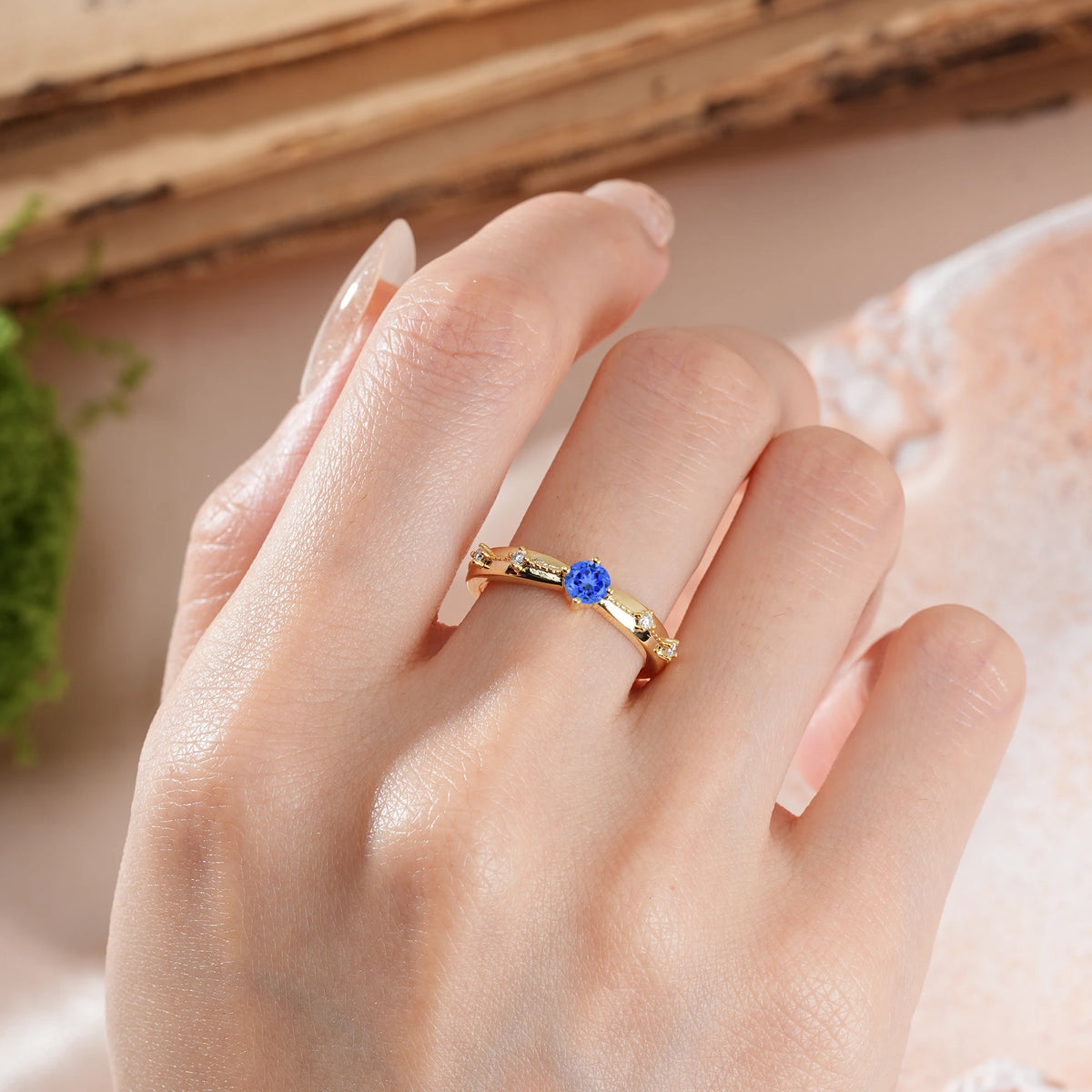 Round Cut Sapphire Simply Luxurious 4-Prong Wedding Ring