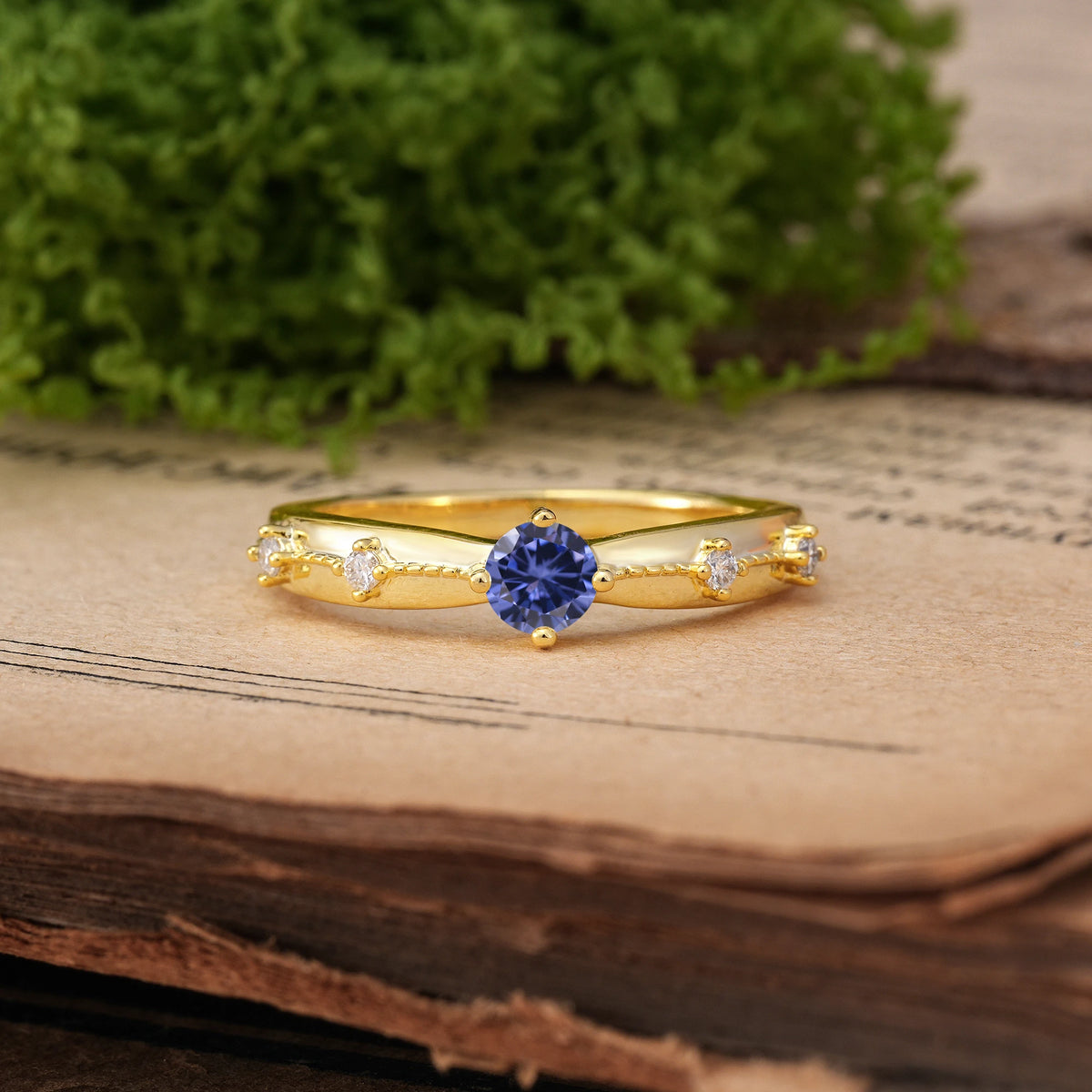 Round Cut Tanzanite Simply Luxurious 4-Prong Wedding Ring