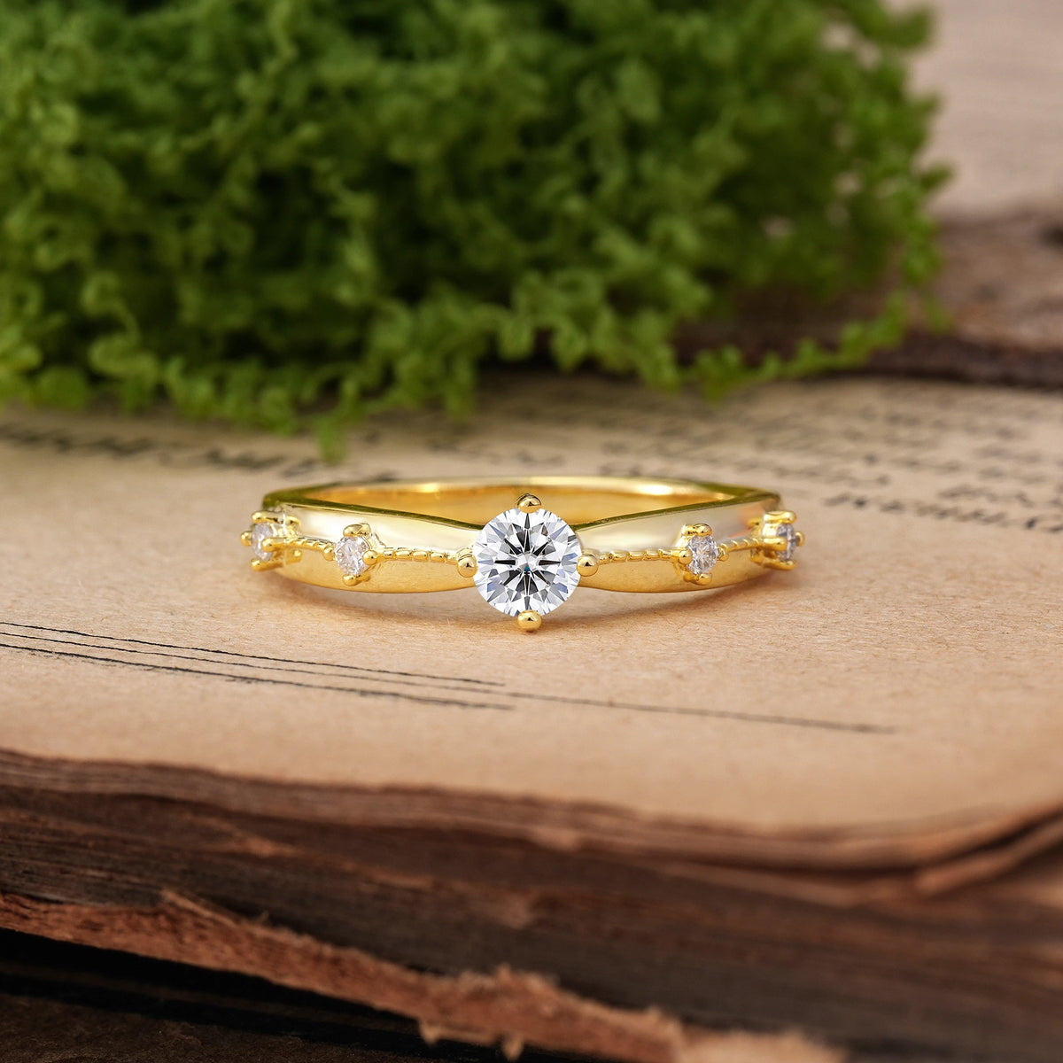 Round Cut Lab Diamond Simply Luxurious 4-Prong Wedding Ring