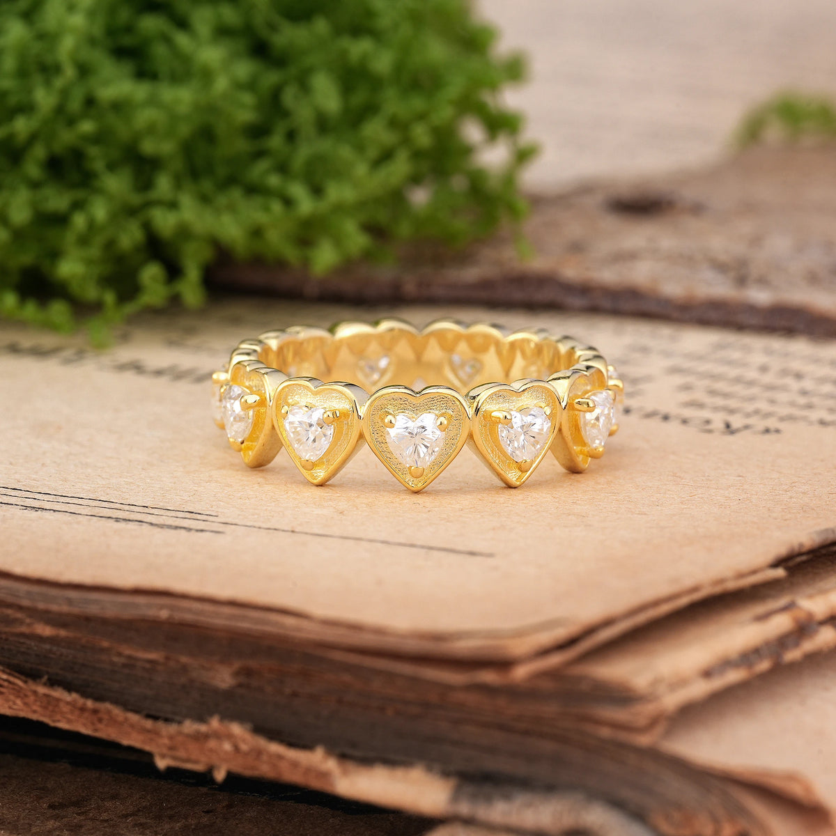 Heart Cut Moissanite Full Eternity Layered Promise Ring