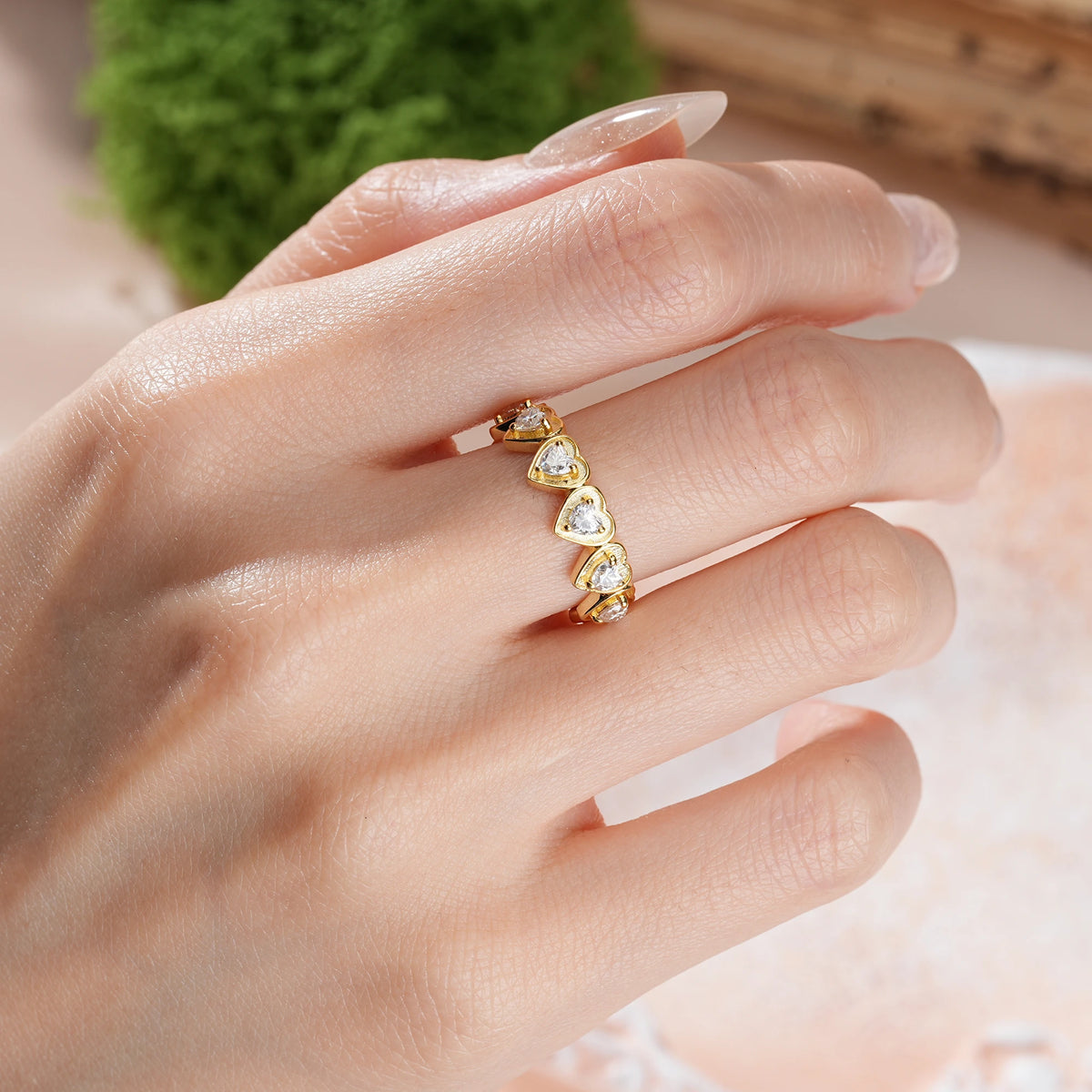 Heart Cut Moissanite Full Eternity Layered Promise Ring