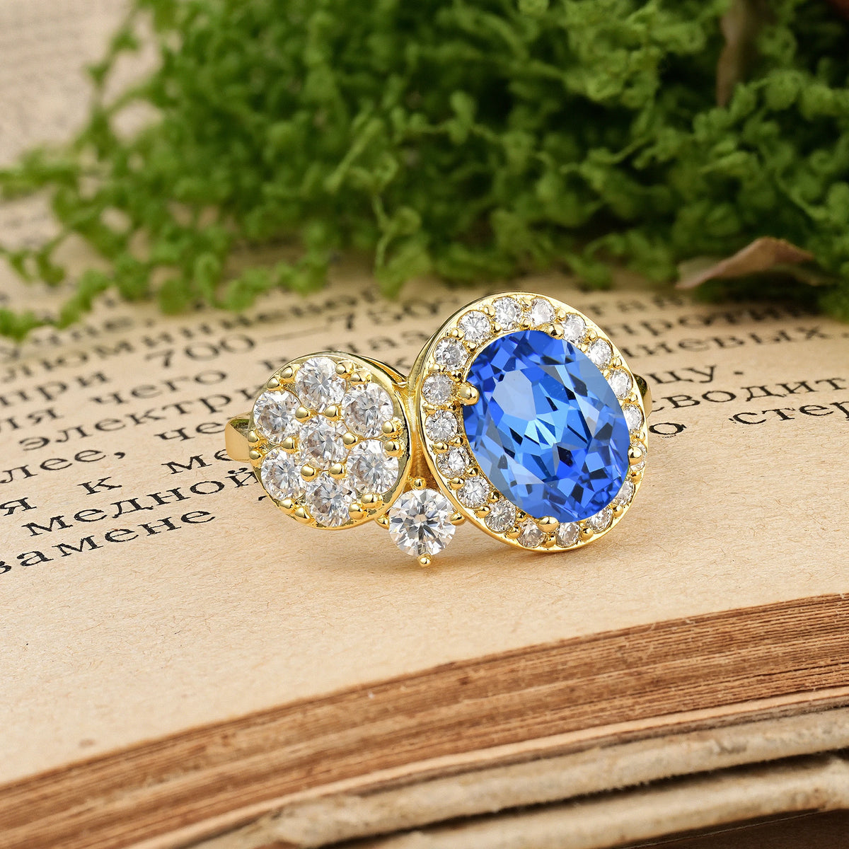 Oval Cut Sapphire Unique 4-Prong Promise Ring