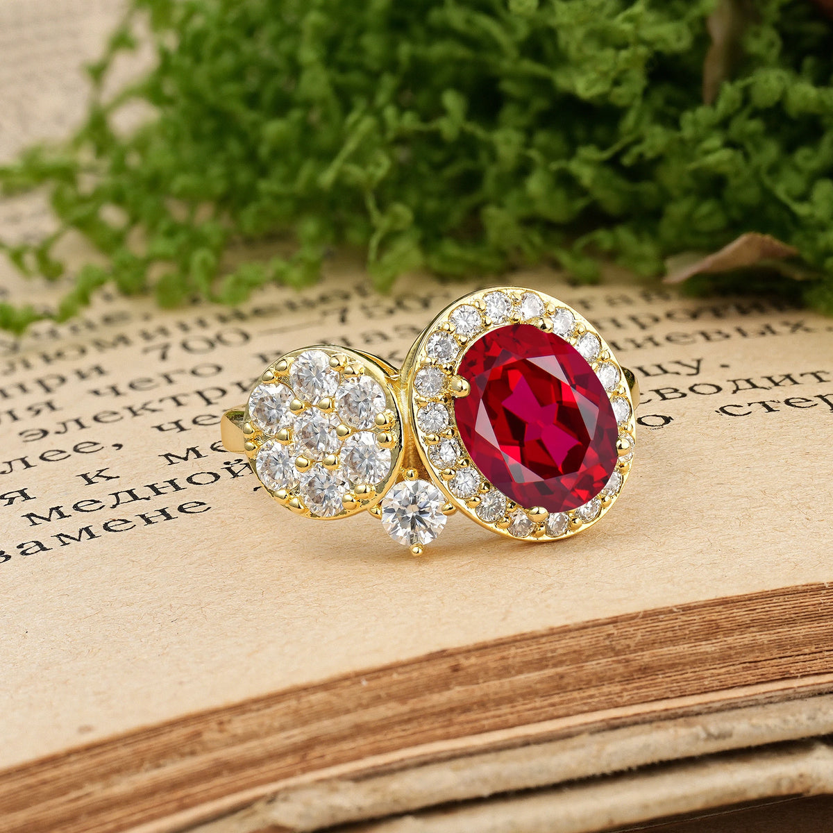Oval Cut Ruby Unique 4-Prong Promise Ring