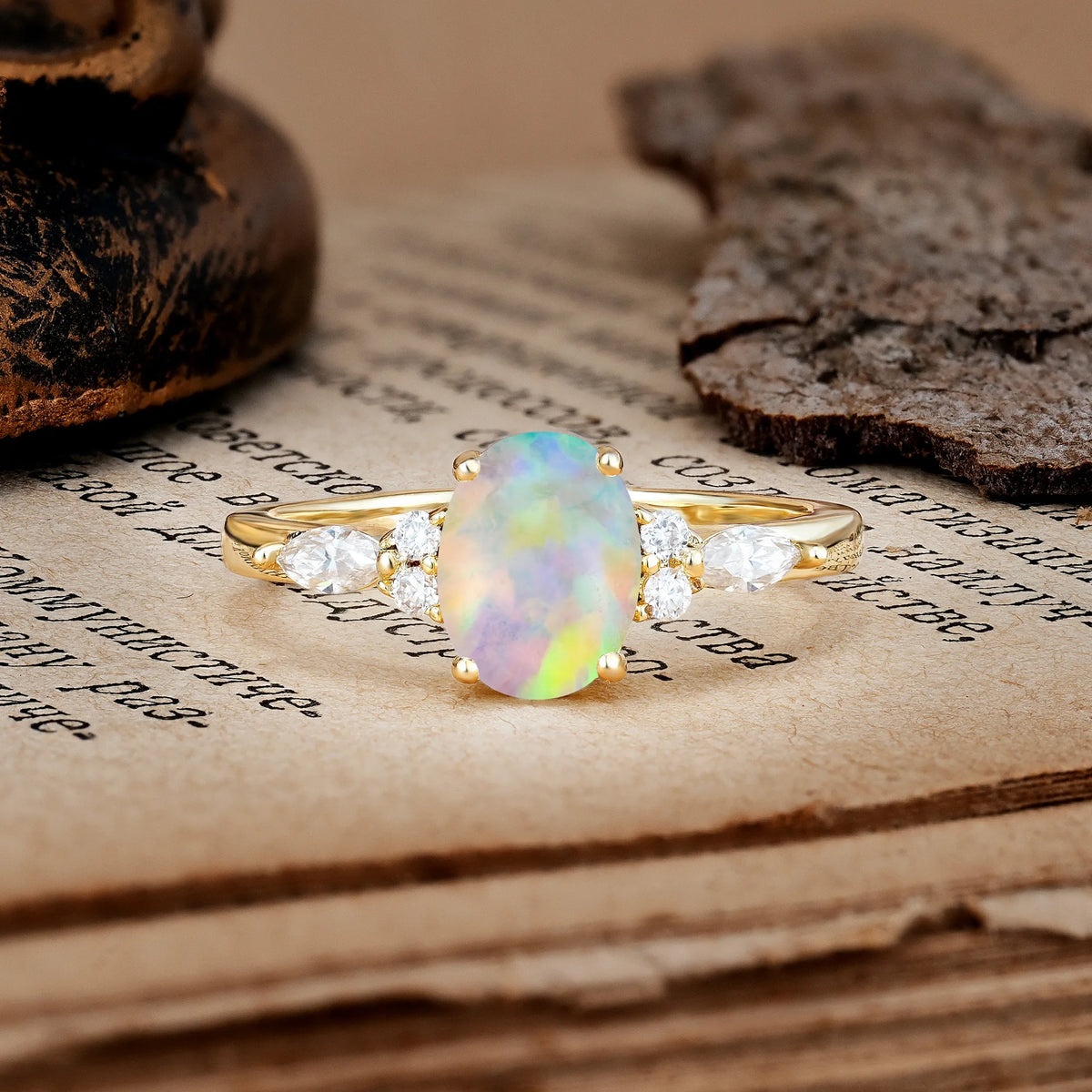 Classic and Luxurious 4-Prong Oval Cut Fire Opal Engagement Ring