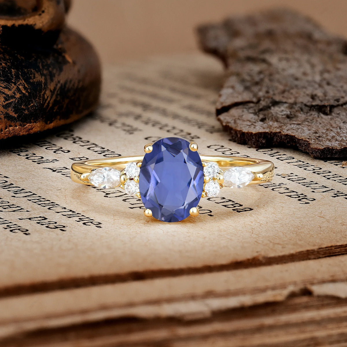 Classic and Luxurious 4-Prong Oval Cut Tanzanite Engagement Ring