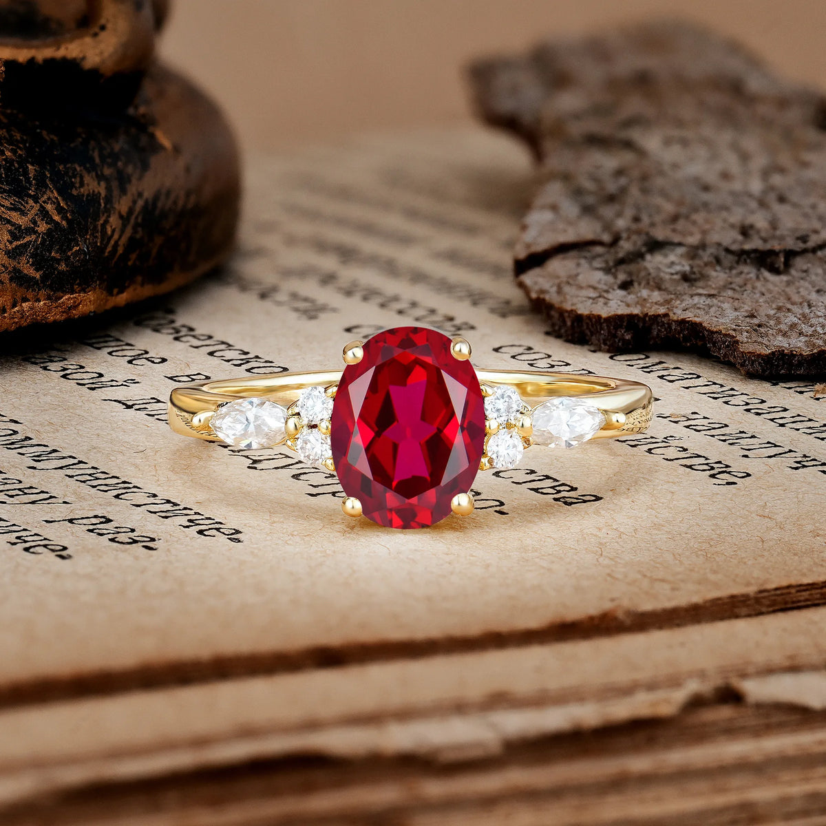 Classic and Luxurious 4-Prong Oval Cut Ruby Engagement Ring