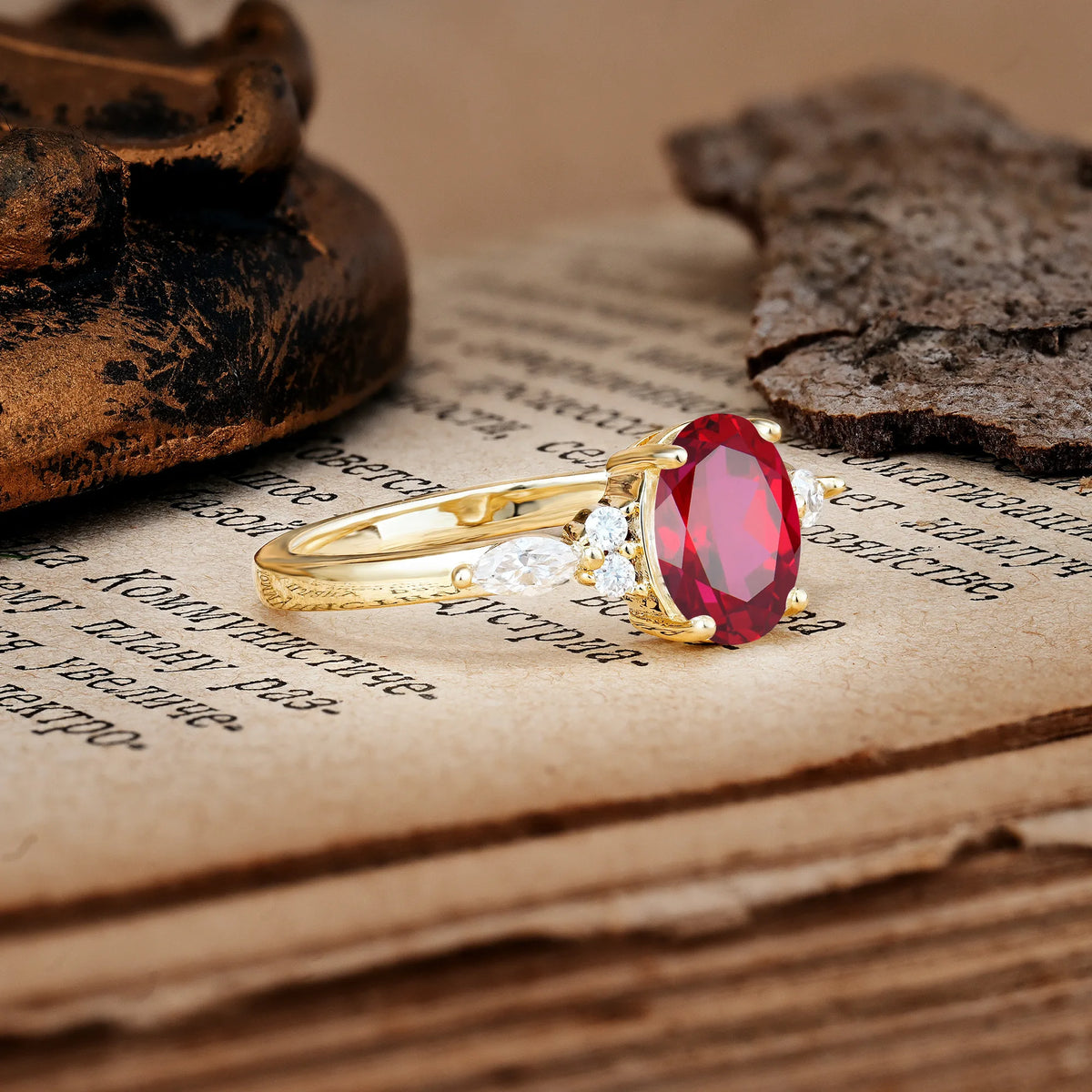 Classic and Luxurious 4-Prong Oval Cut Ruby Engagement Ring