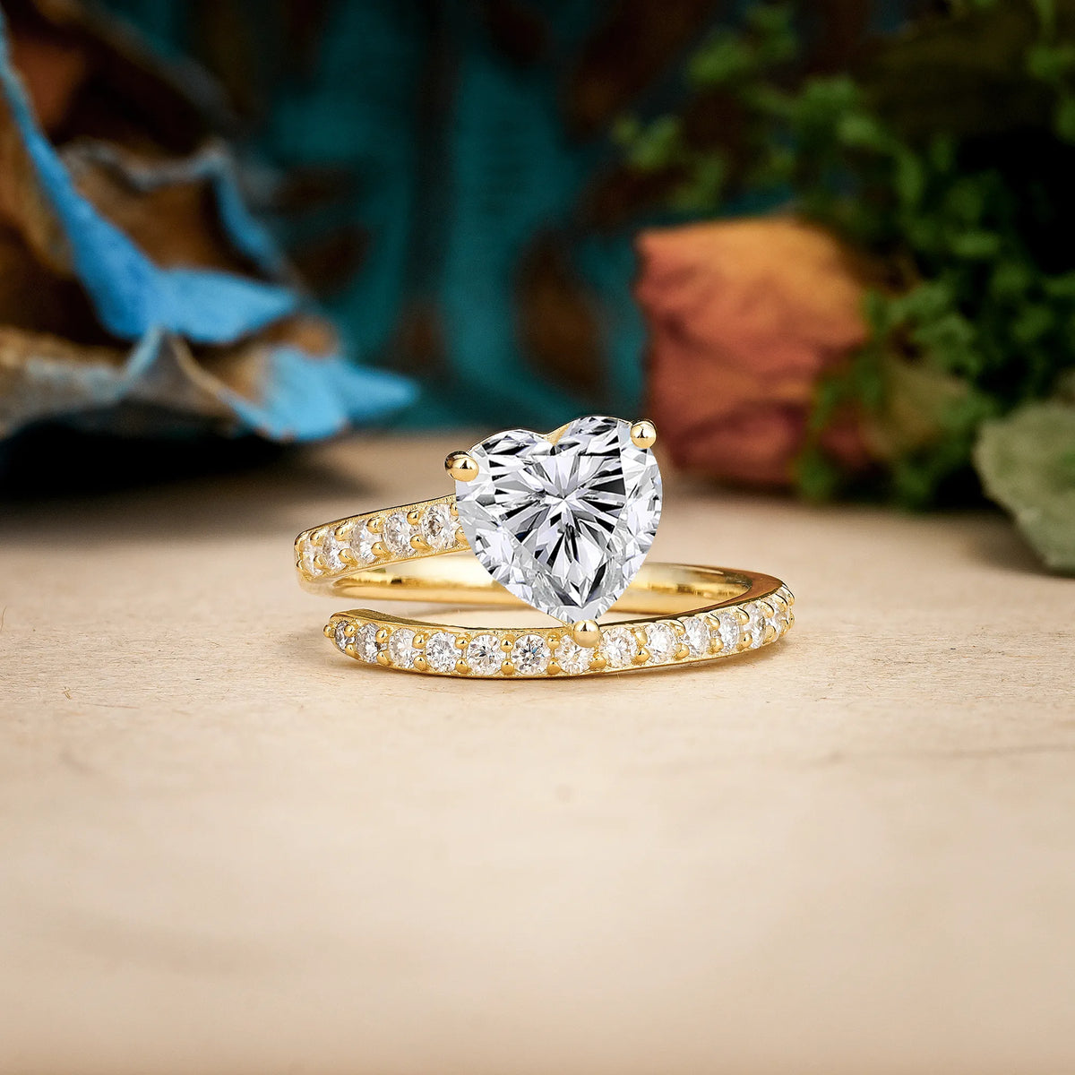 Heart-Cut Lab Diamond Unique Intertwined 3-Prong Promise Ring