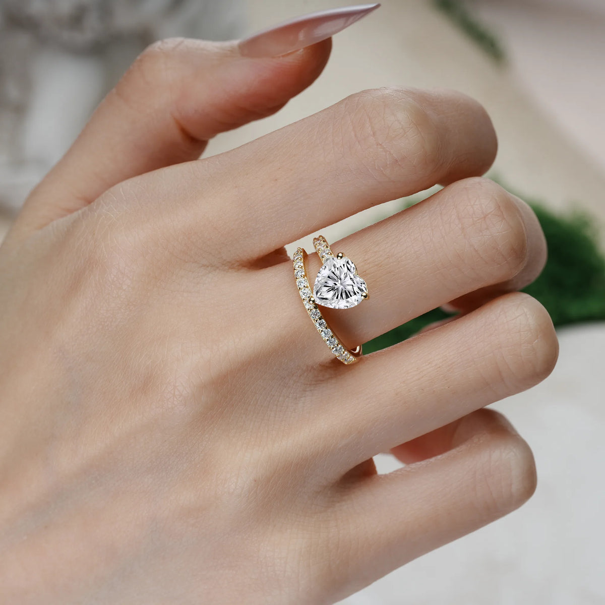 Heart-Cut Lab Diamond Unique Intertwined 3-Prong Promise Ring