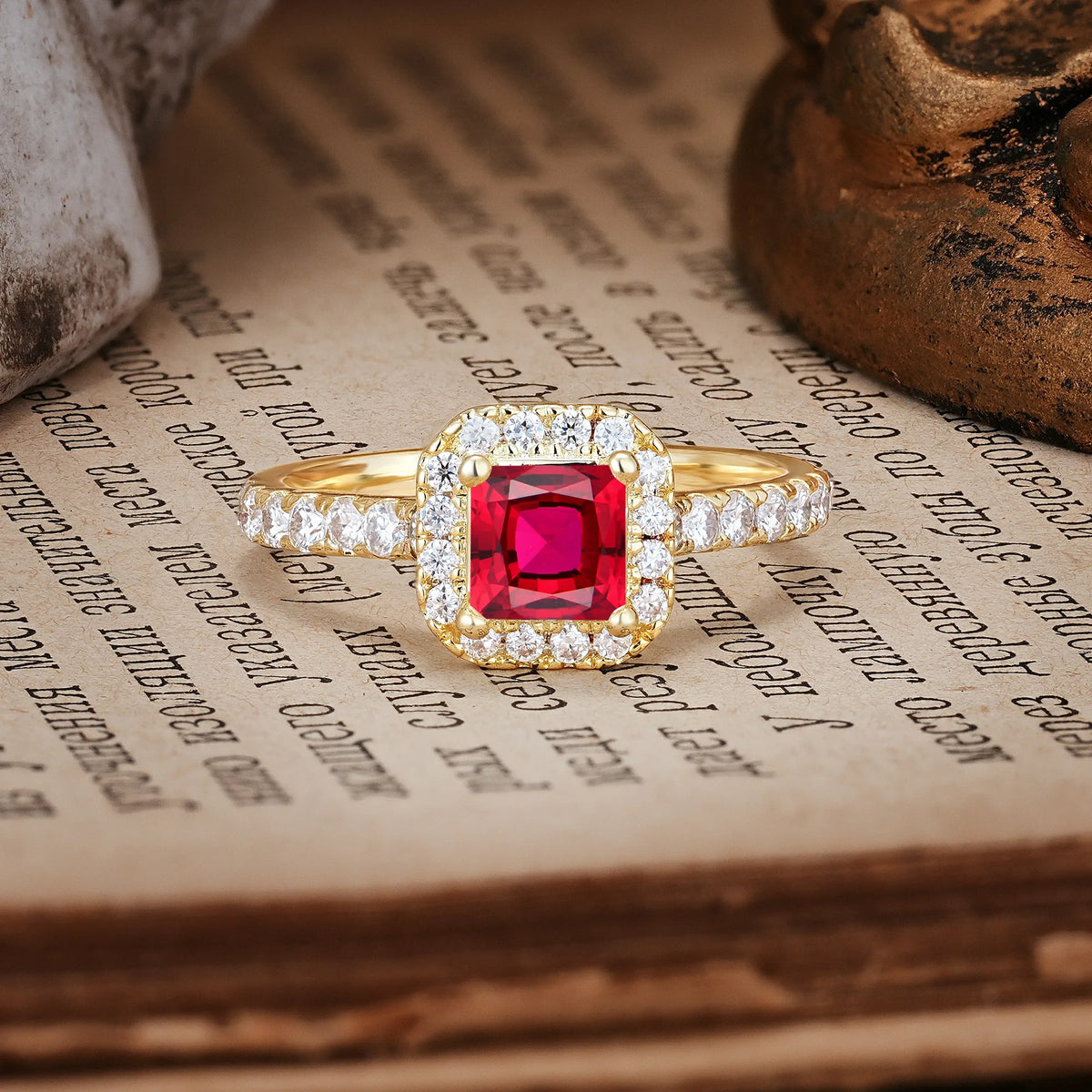 Unique and Minimalist 6-Prong Round Cut Ruby Engagement Ring