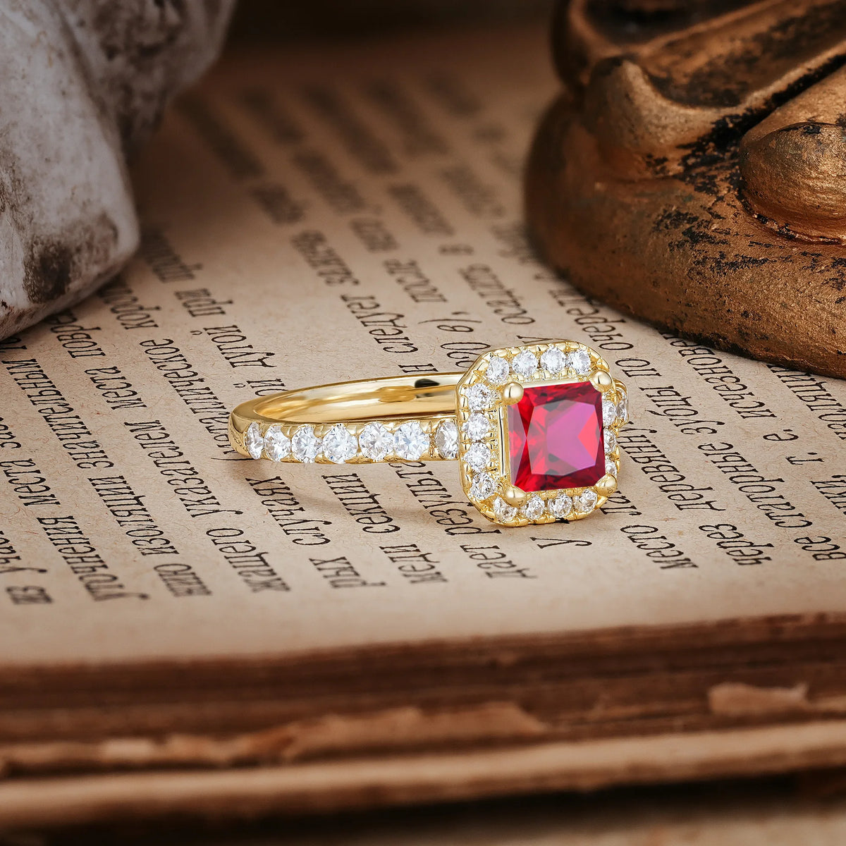 Unique and Minimalist 6-Prong Round Cut Ruby Engagement Ring