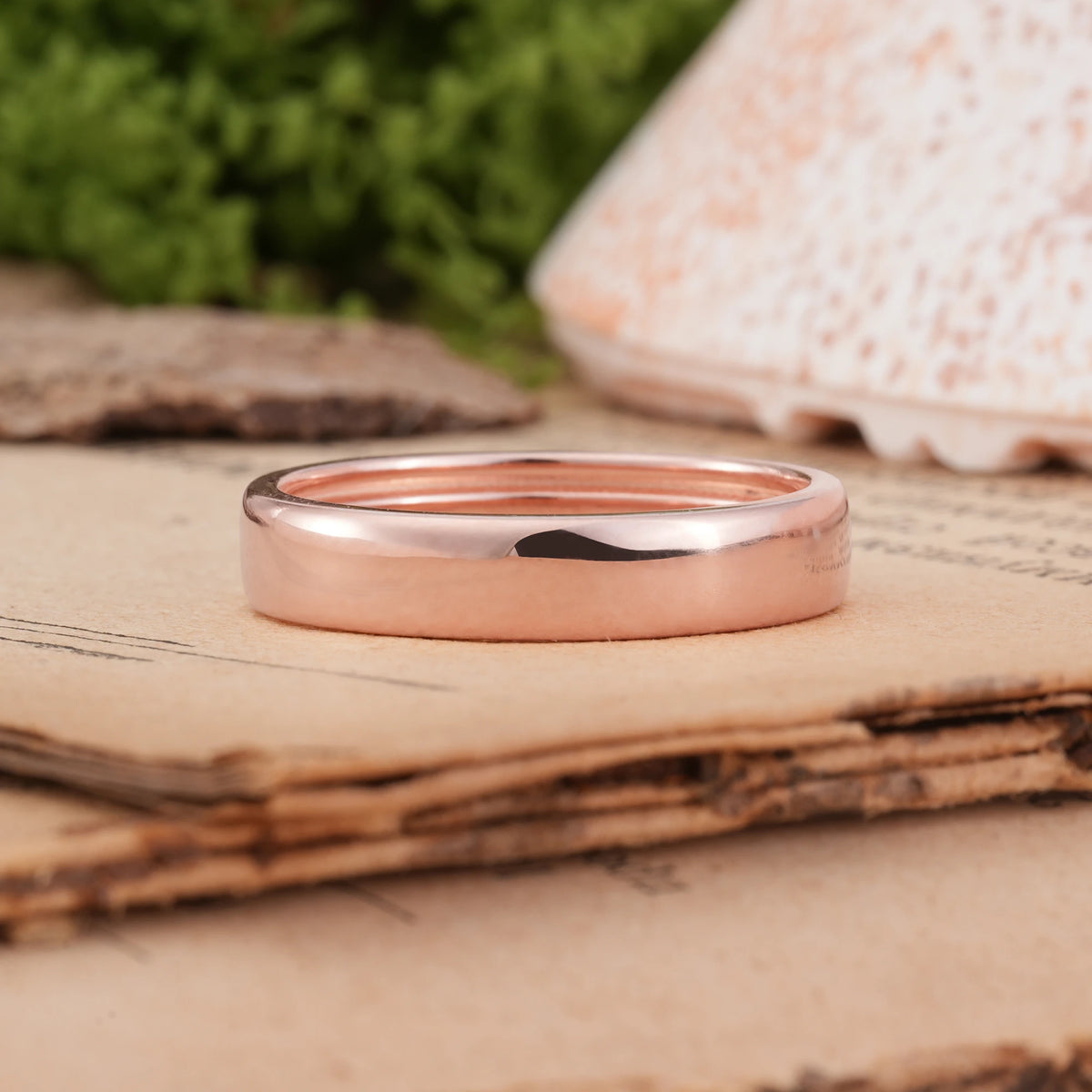 Sleek High Polish Dome Profile Unadorned Wedding Ring