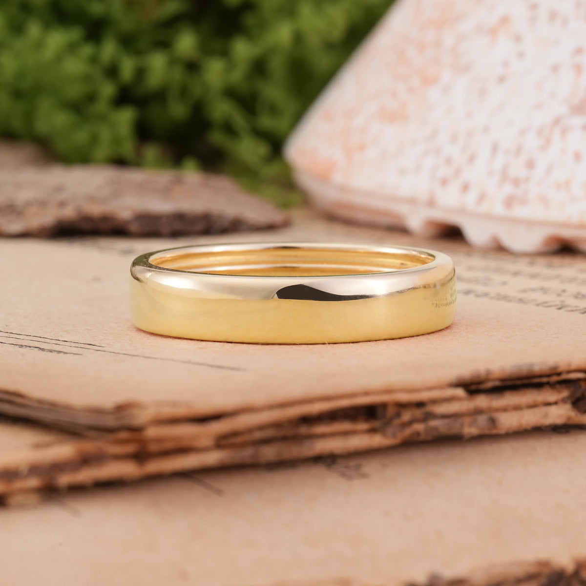 Sleek High Polish Dome Profile Unadorned Wedding Ring